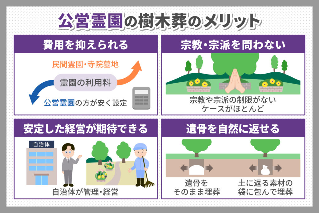公営霊園の樹木葬とは？　メリット・デメリットや民間霊園、寺院墓地との違いを解説